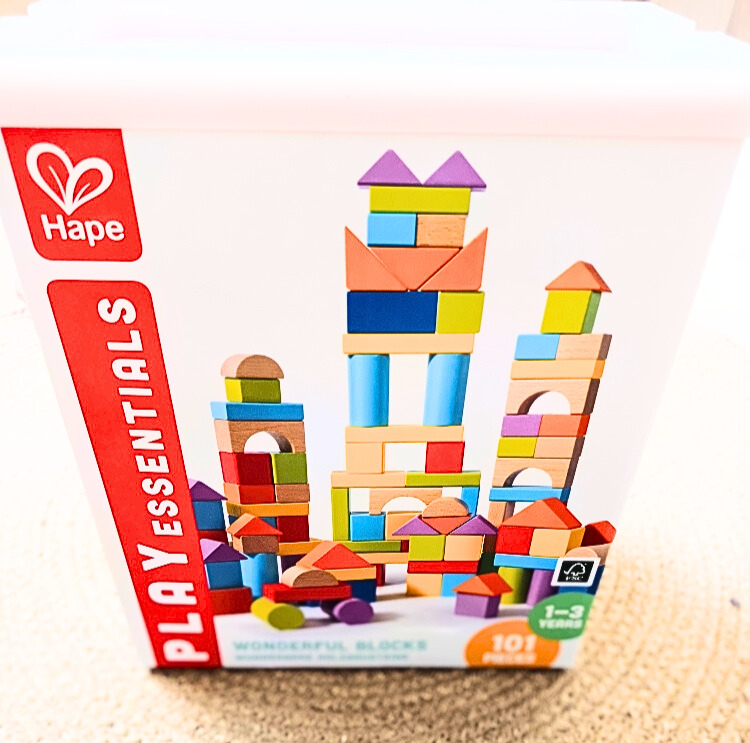 Baril de 100 cubes de bois colorés